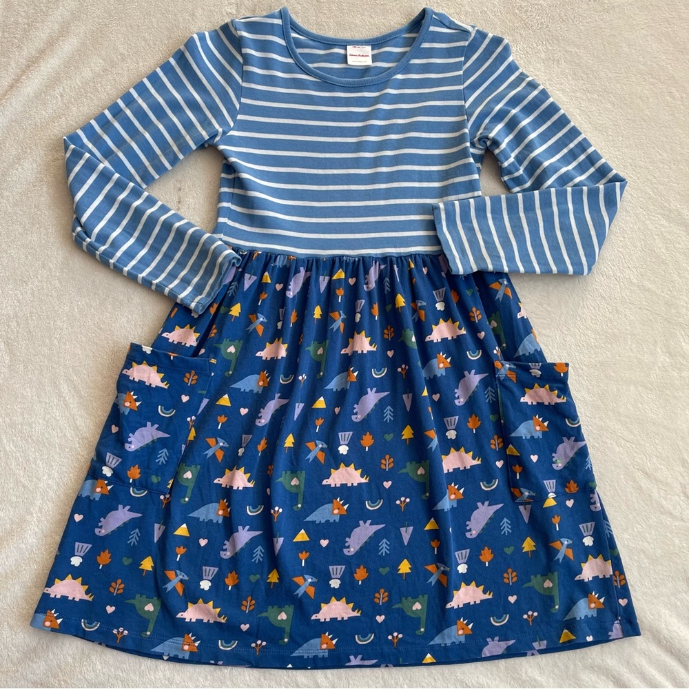 Blue Striped and Patterned Kids Dress